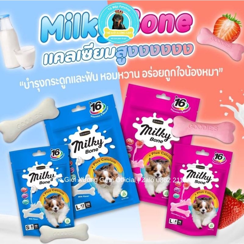 [MẪU MỚI/HSD2023] XƯƠNG GẶM GOODIES MILKY BONE CHO CHÓ