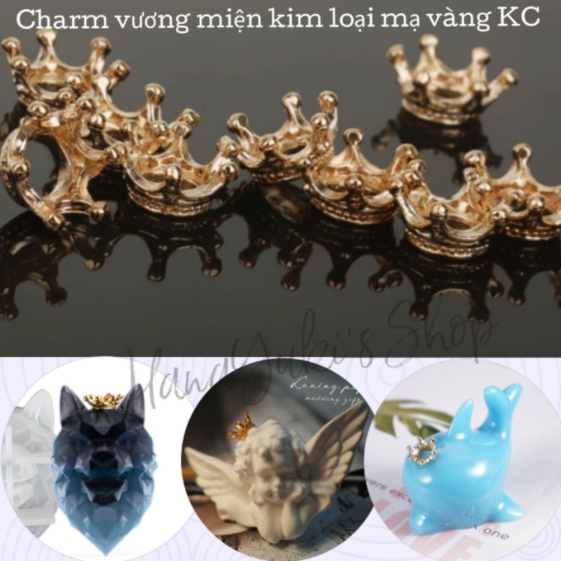 [mua nhiều giá tốt] Charm vương miện mạ vàng KC dùng trong thủ công, trang trí....