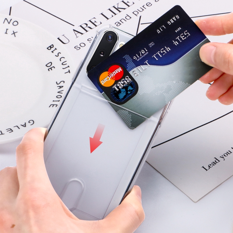 Ốp điện thoại mềm trong suốt có ngăn đựng thẻ cho Samsung Galaxy S9 S10 Plus Note 9 10 Plus A10 A20 A30 A40 A50 A70