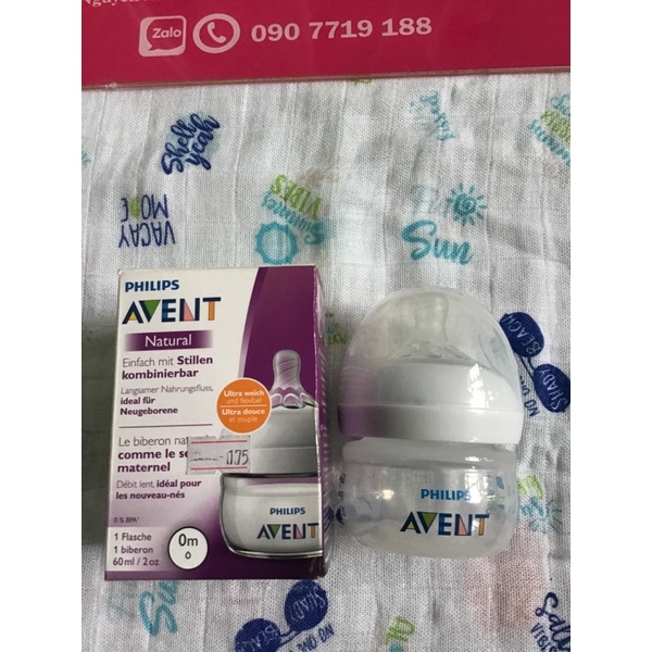 Bình sữa cổ rộng Philips Avent Natural 60ml cho bé sơ sinh (Bình đơn)