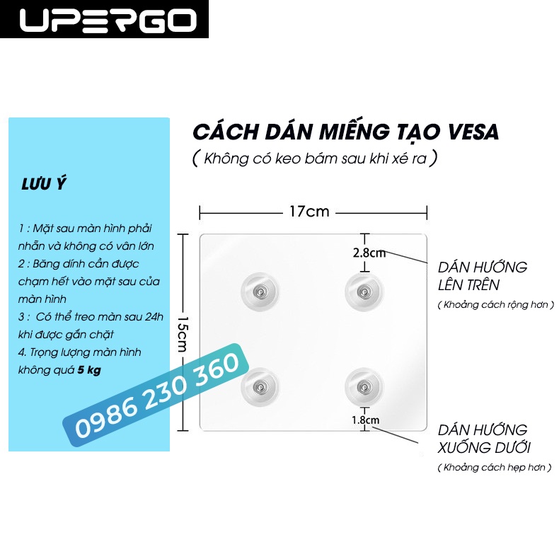 Tấm Dán Siêu Chắc Tạo Ốc VESA - Lắp Đặt Cùng Giá Treo Màn Hình Máy Tính- Dùng Cho Màn Hình 17 - 27 Inch