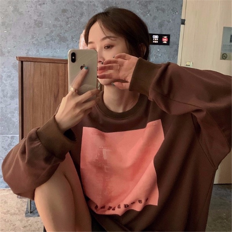 Áo Sweater Dáng Rộng In Họa Tiết Thời Trang Mùa Thu Mới Cho Nữ