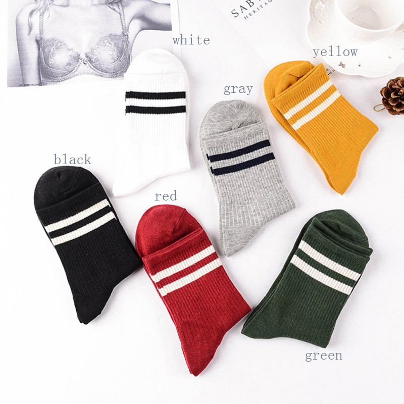 Vớ cotton thể thao họa tiết sọc ngang trẻ trung dành cho nữ