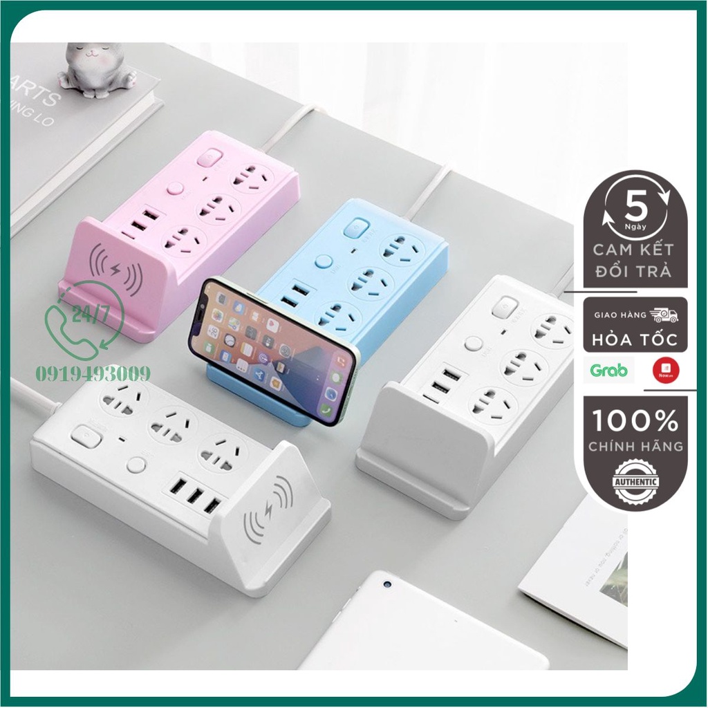 Ổ Cắm ĐiệnThông Minh Sạc Không Dây 3 Cổng USB,Ổ Chịu Tải 2500W,tốc độkết nối cực nhanh CHÍNH HÃNG LỖI 1 ĐỔI 1