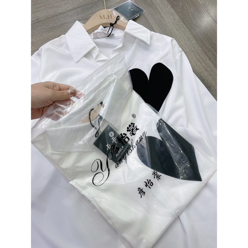 TH-BÁN SỈ ÁO SƠ MI HÌNH TRAI TIM 2 MÀU CỰC XINH CHO NỮ