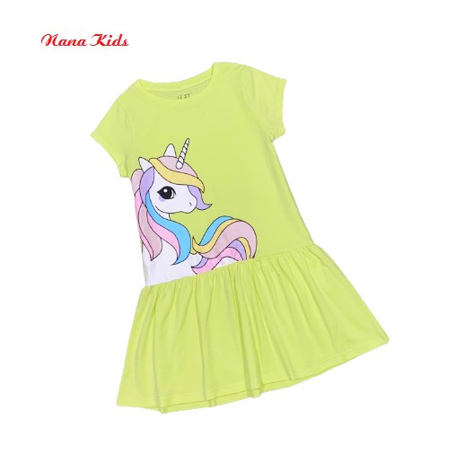 Đầm váy thun ngựa pony có tay hiệu H&T kids chất liệu thun cotton 4 chiều co giãn tốt cho người 1 tuổi đến 6 tuổi