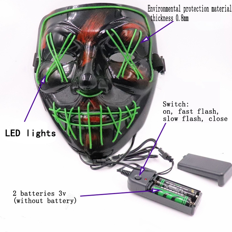 Mặt Nạ Hóa Trang Halloween Có Đèn LED 10 Màu Độc Đáo