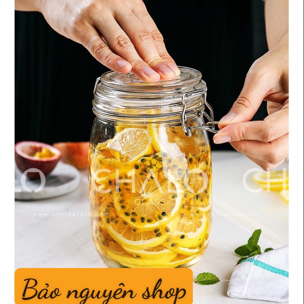Hũ thủy tinh nắp cài 1000ml dày dặn nuôi kombucha, nấm kefir, đựng thực phẩm