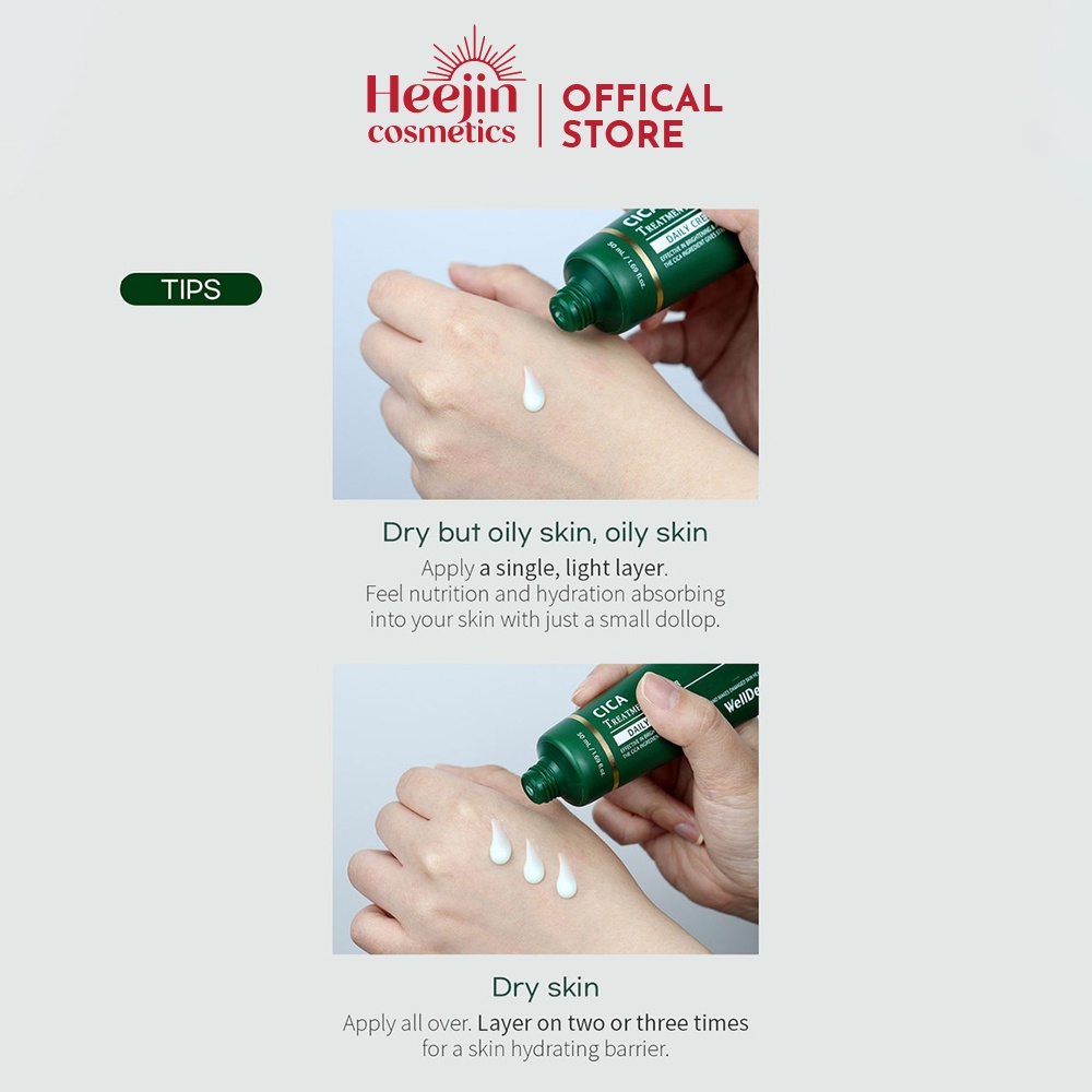 Kem dưỡng phục hồi da nhạy cảm WellDerma Cica Treatment Repair Daily Cream 50ml