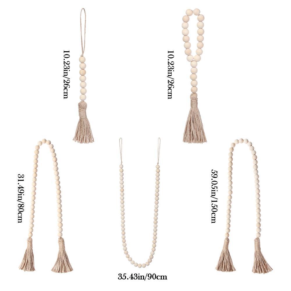PISTA Dây Chuỗi Hạt Gỗ Handmade Phong Cách Boho Treo Trang Trí Nhà Cửa