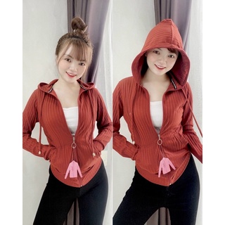 Áo Khoác Nữ Thun sọc đua 6 túi - 40kg đến 57kg