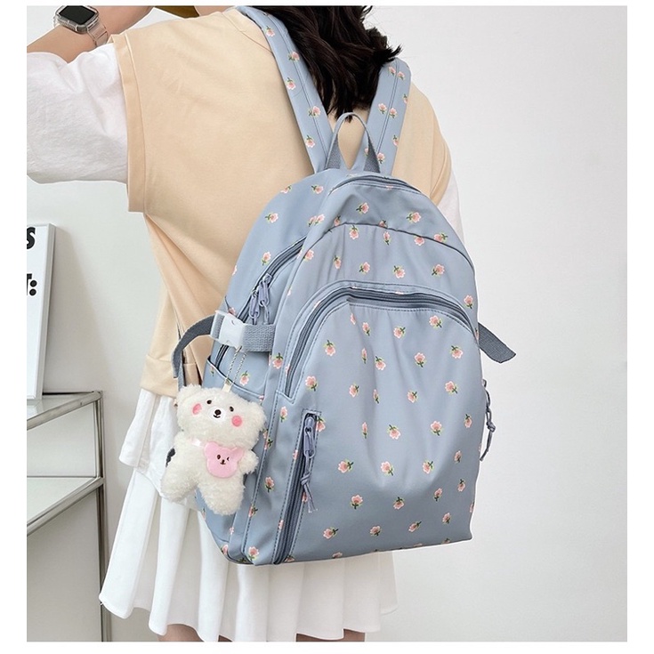 Balo Hoa Nhí Chống Nước Trơn Bloom Solid Khóa Kéo Vòm Nữ Tính