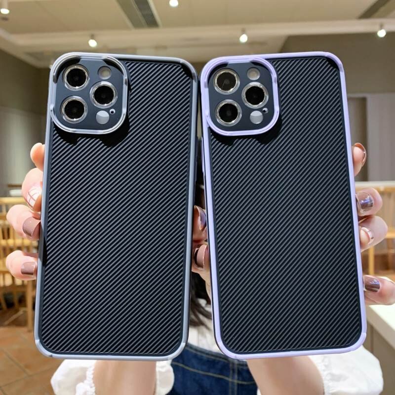 Ốp điện thoại sợi carbon TPU chống trượt khung bảo vệ máy ảnh iPhone 12 11 Pro Max 12 Mini X XR XS SE 2020 8 7 6 6s Plus