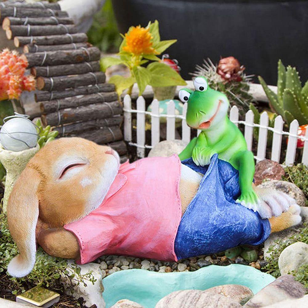 Mô Hình Ếch Và Thỏ Bunny Trang Trí Sân Vườn