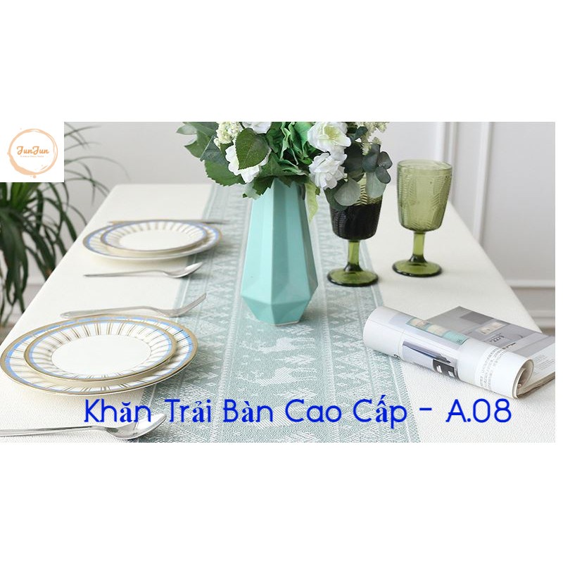 K15_Khăn trải bàn Cao Cấp có tua hình vuông/chữ nhật chất liệu cotton 100% Phong cách Bắc Âu