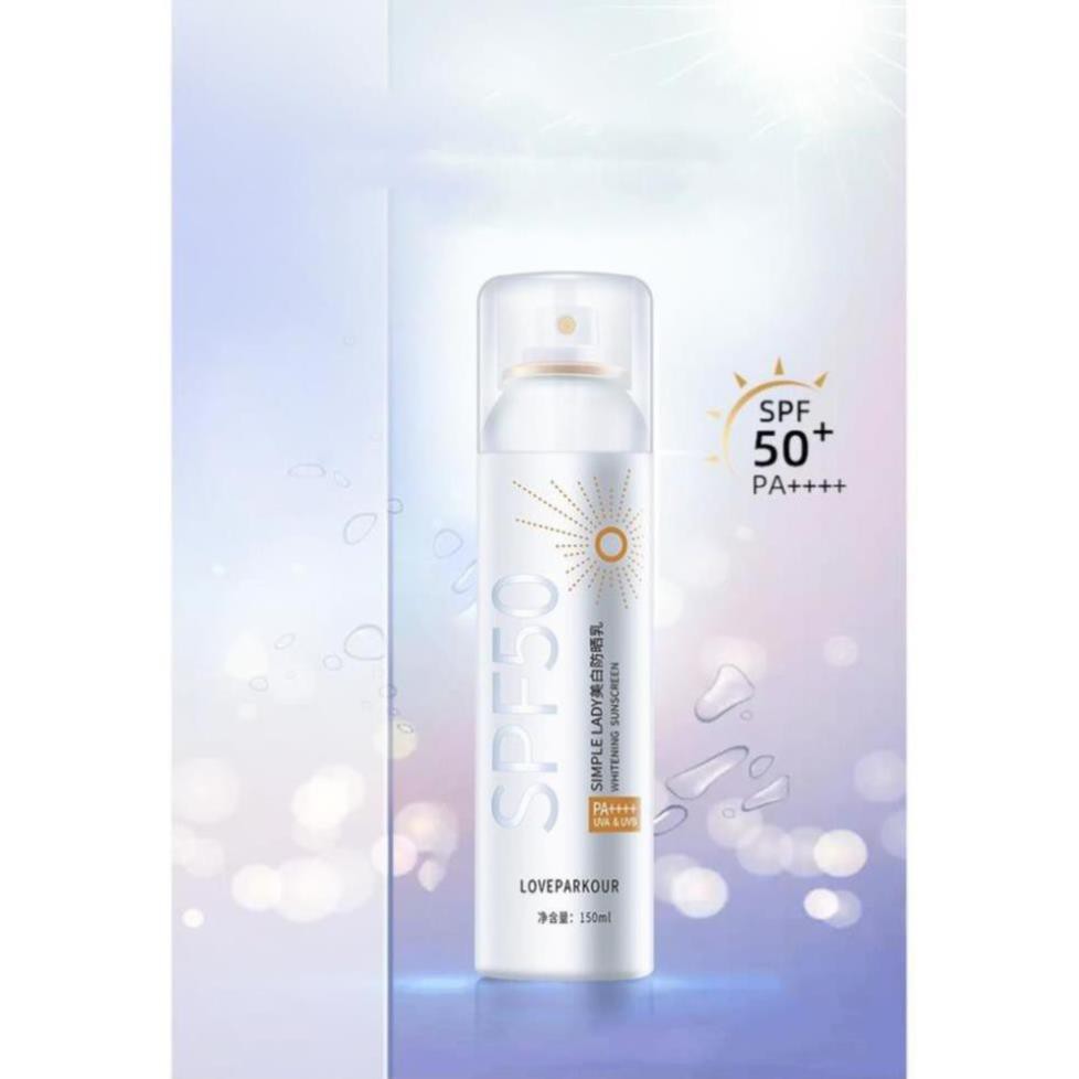 Kem Chống Nắng Da Dạng Xịt SIMPLE LADY SPF50PA ++++ Dung Tích 150mm | Bảo Vệ Và Dưỡng Trắng Da Tự Nhiên.