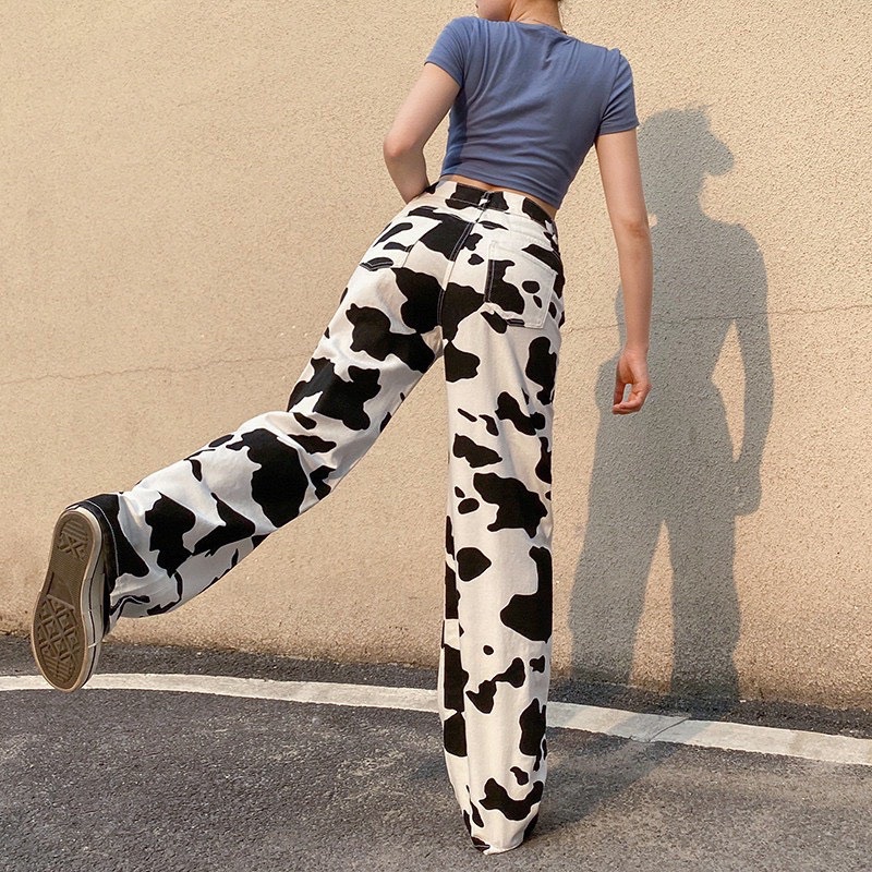 QUẦN JEANS NỮ ỐNG XUÔNG HOẠ TIẾT LOANG BÒ SỮA