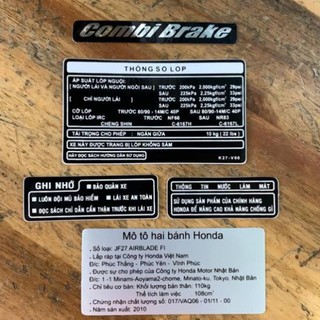 Bộ tem thông số airblade fi