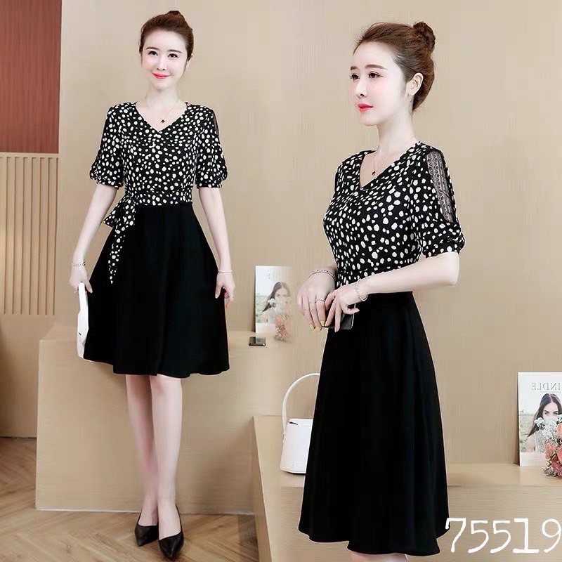 [MẪU ĐẦM HOT] ĐẦM VOAN CHẤM BI DÁNG CHỮ A CAO CẤP CỔ V CỰC HOT ĐỦ SIZE M L XL 2XL - XƯỞNG ĐẦM THÙY DƯƠNG - 75519 | BigBuy360 - bigbuy360.vn