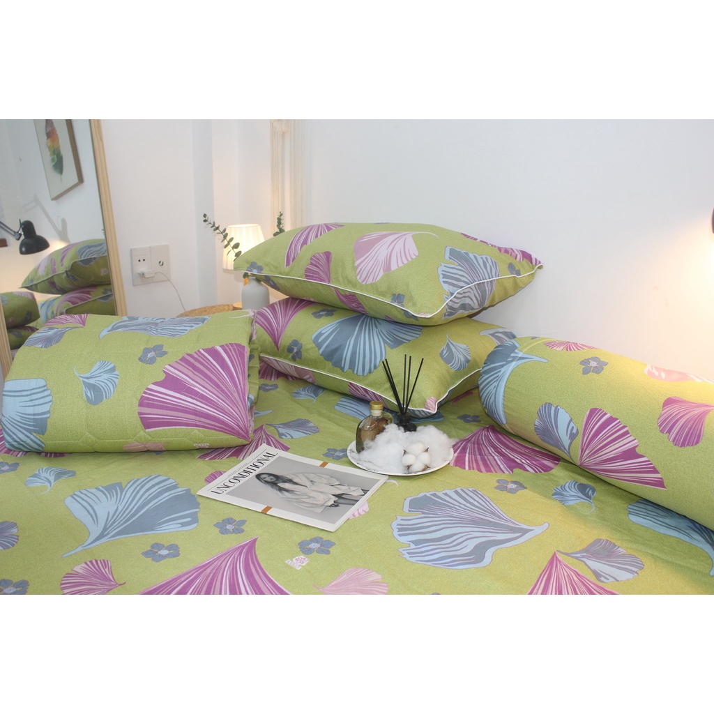 Bộ drap gối KHA LY - cotton thiên nhiên - Rẻ Quạt Vàng - VN304