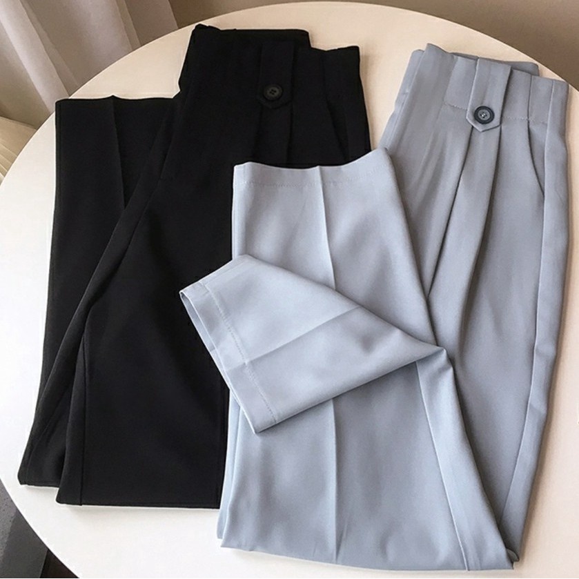 Quân baggy nữ cạp liền lưng cao đỉa to phong cách thời trang tre