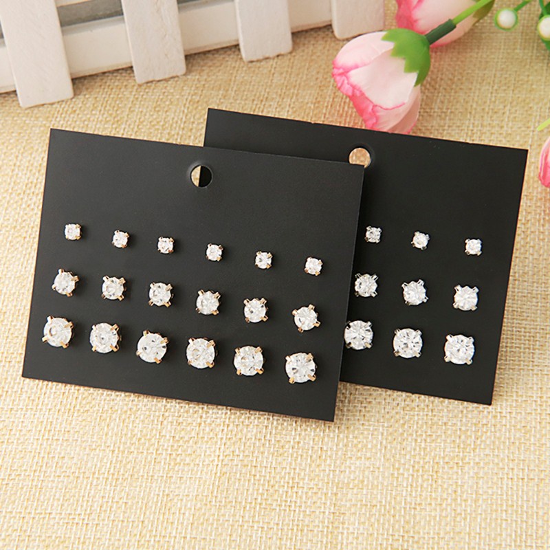 Set 9 Đôi Khuyên Tai Đính Đá Zircon Hình Tròn Cổ Điển Cho Nữ