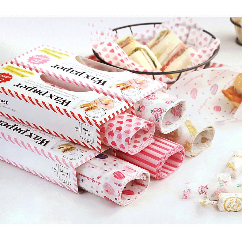 50pcs Hamburger Paper Wax Paper Food Disposable Sandwich Packaging Wrapping