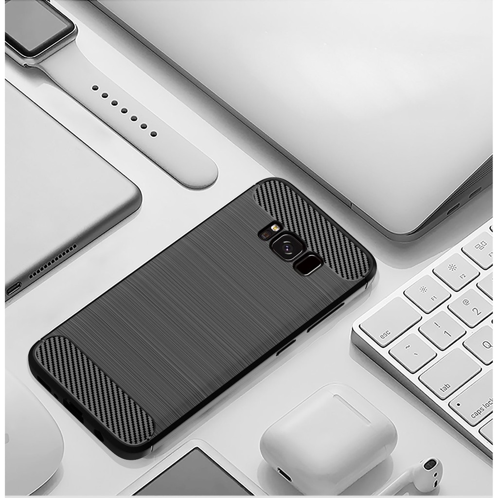 Ốp lưng Samsung S8 S8 Plus, Ốp silicon mềm bằng sợi Carbon phay xước chống sốc chống vân tay cho Samsung S8 S8 Plus