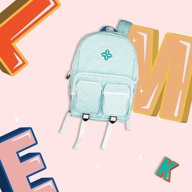 BALO LEVENTS HATAGRAM BACKPACK Black/White/Purple/Mint (tặng kèm túi giấy)