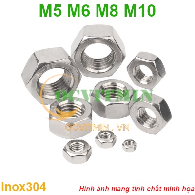 Shopee.vn/ocvitmin Đai Ốc Lục Giác M5 M6 M8 M10 Inox 304 Hút Nam Châm