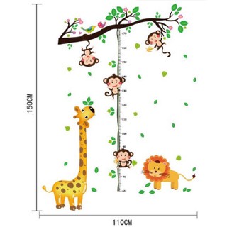 Decal đo chiều cao khỉ hươu sư tử