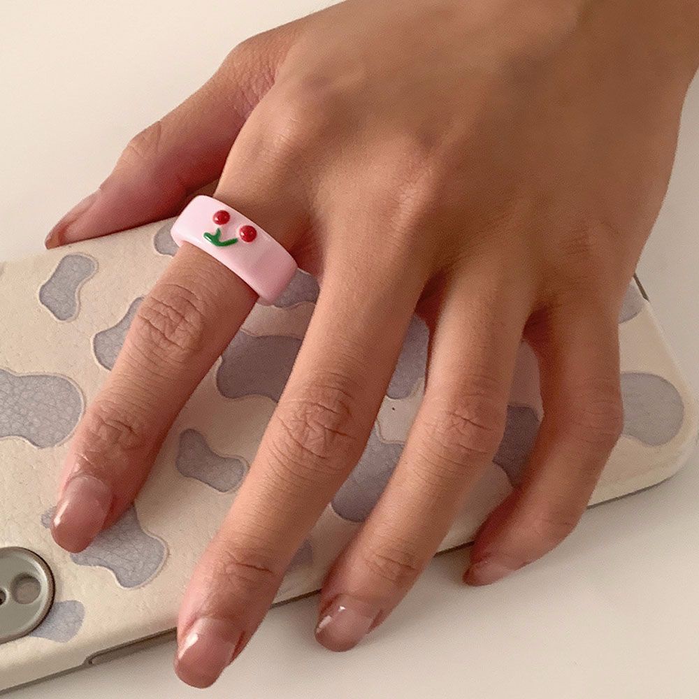 Nhẫn Acrylic Dập Nổi Họa Tiết Hình Học Màu Kẹo Thời Trang Hàn Quốc 2021 Cho Nữ