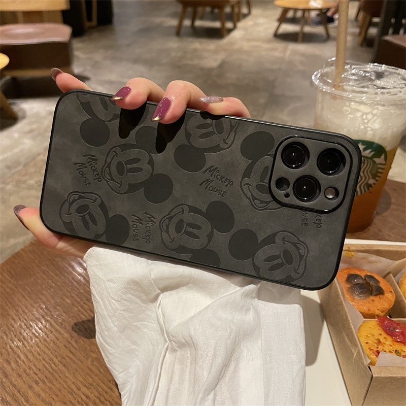 Ốp Điện Thoại Da Họa Tiết Mickey Minnie Cho iPhone 14 pro Max 13 pro Max 12 11 pro Max 6S 7 8 Plus X XR SE 2020