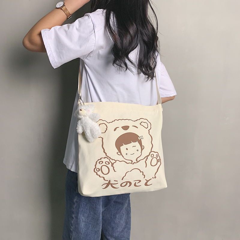 Túi Đeo Chéo Vải Canvas Phong Cách Hàn Quốc Đơn Giản Thời Trang Mới Cho Nữ
