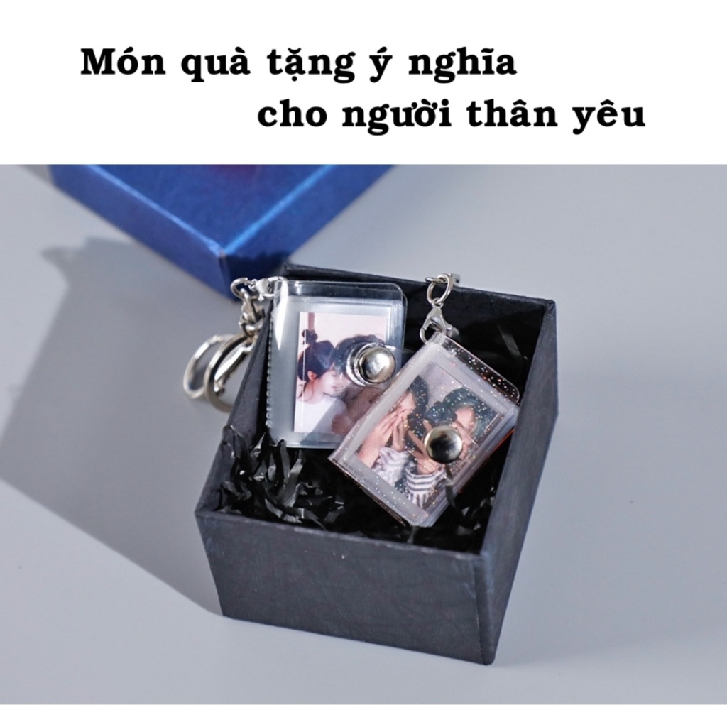 Móc khóa album ảnh mini để 28 ảnh 2 inch bìa nhựa trong suốt để chìa khóa xe máy và in ảnh theo yêu cầu tại Tú Vy Studio