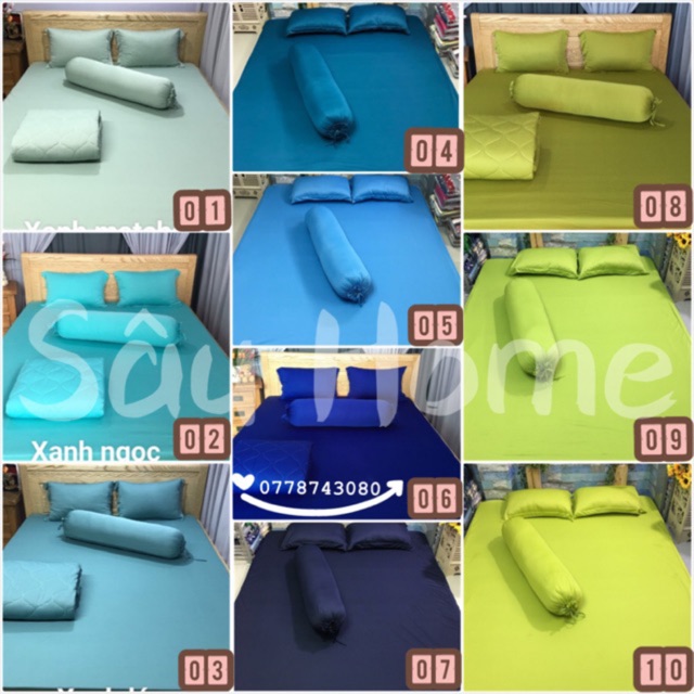Bộ drap thun màu trơn (1ga 3 vỏ gối)