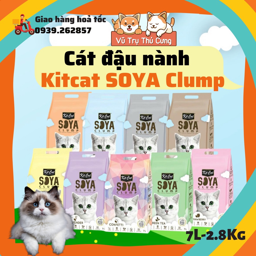 Cát đậu nành Kitcat Soya Clump cho mèo, cát vệ sinh cho mèo vón cục, khử mùi tốt 2,8Kg