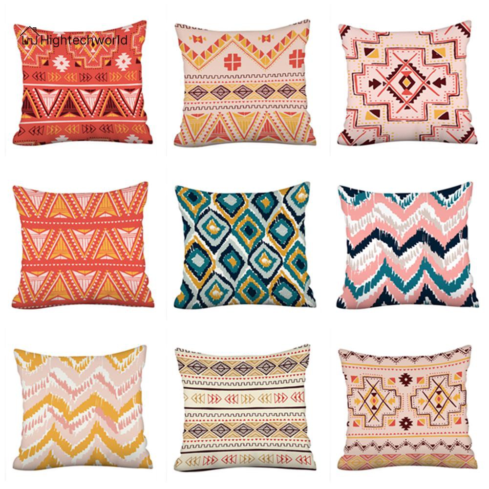 Hightechworld Geometric Print Pillow Cases Sofa Car Bedroom Peach Skin Throw Pillow Cover