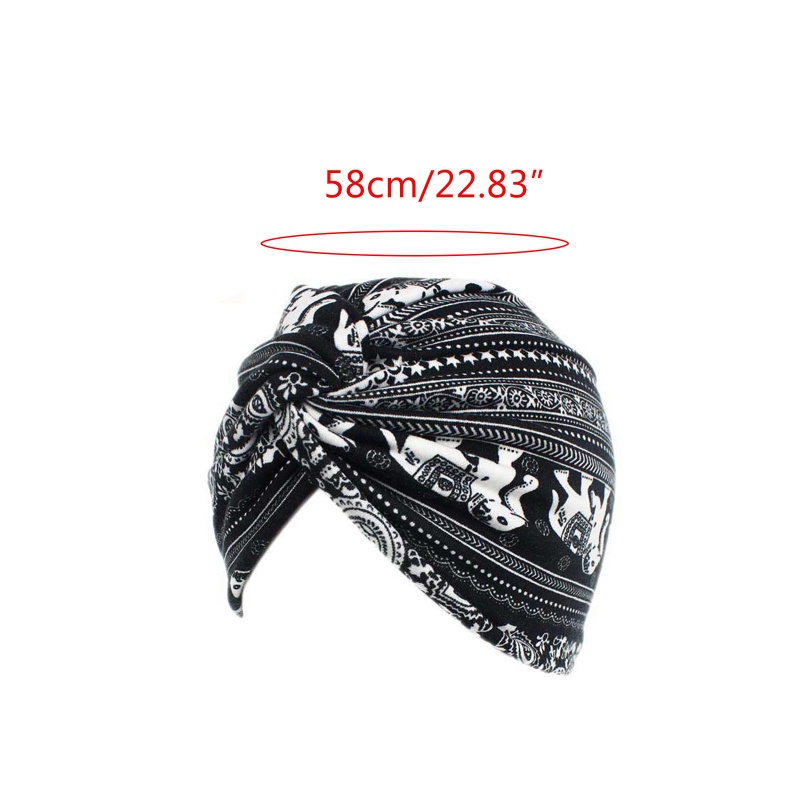 Mũ turban thắt nút co giãn in họa tiết thổ cẩm thời trang Boho cá tính cho bạn nữ