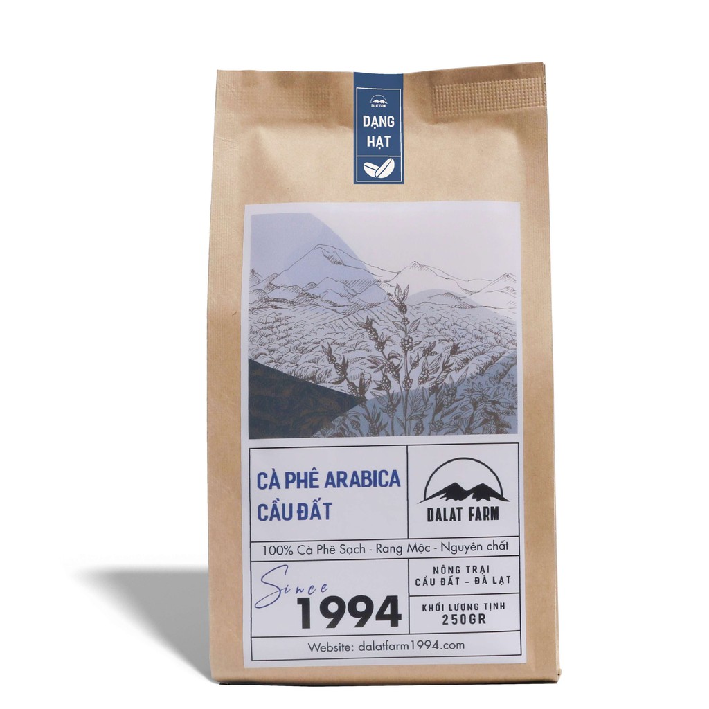 Cà Phê Arabica Cầu Đất Dalat Farm - Túi 250Gr Dạng hạt