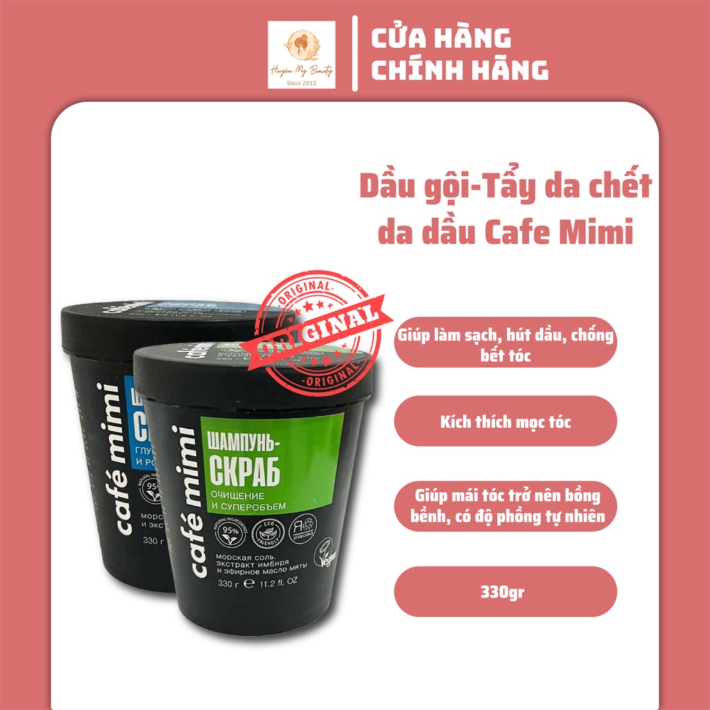Dầu gội - Tẩy da chết da đầu Cafe Mimi Shampoo Scrub làm sạch sâu cho tóc tơi & bồng bềnh, giảm gàu ngứa, kiềm dầu 330g