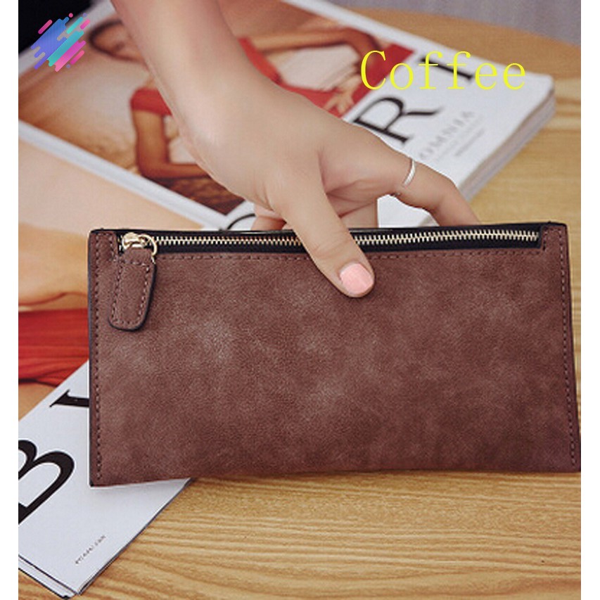 Ví da PU loại dài có khóa kéo phong cách cổ điển thời trang dành cho nữ