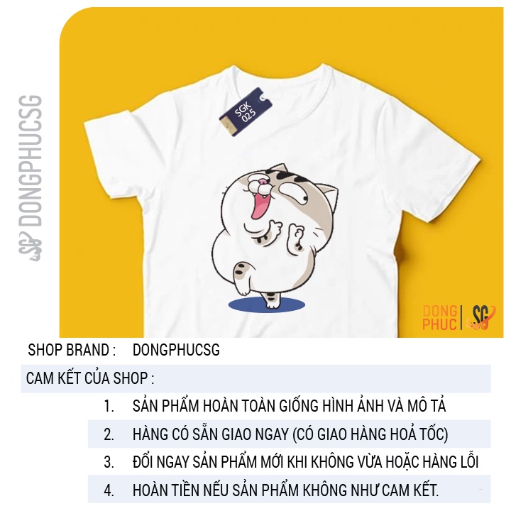 Áo phông mèo Ami bụng bự dễ thương form unisex nam nữ thun cotton mềm mịn màu trắng SGK025T