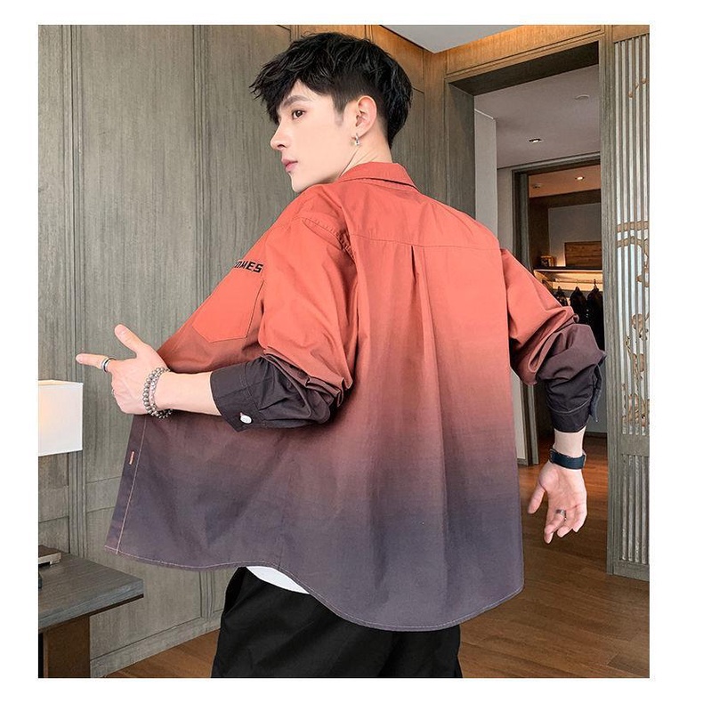Áo Sơ Mi Nam Dài Tay Màu Gradient Phong Cách Hàn Quốc