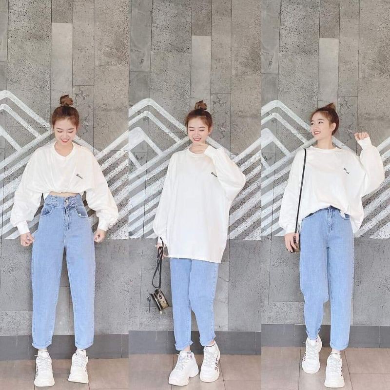 Quần baggy bò cạp cao