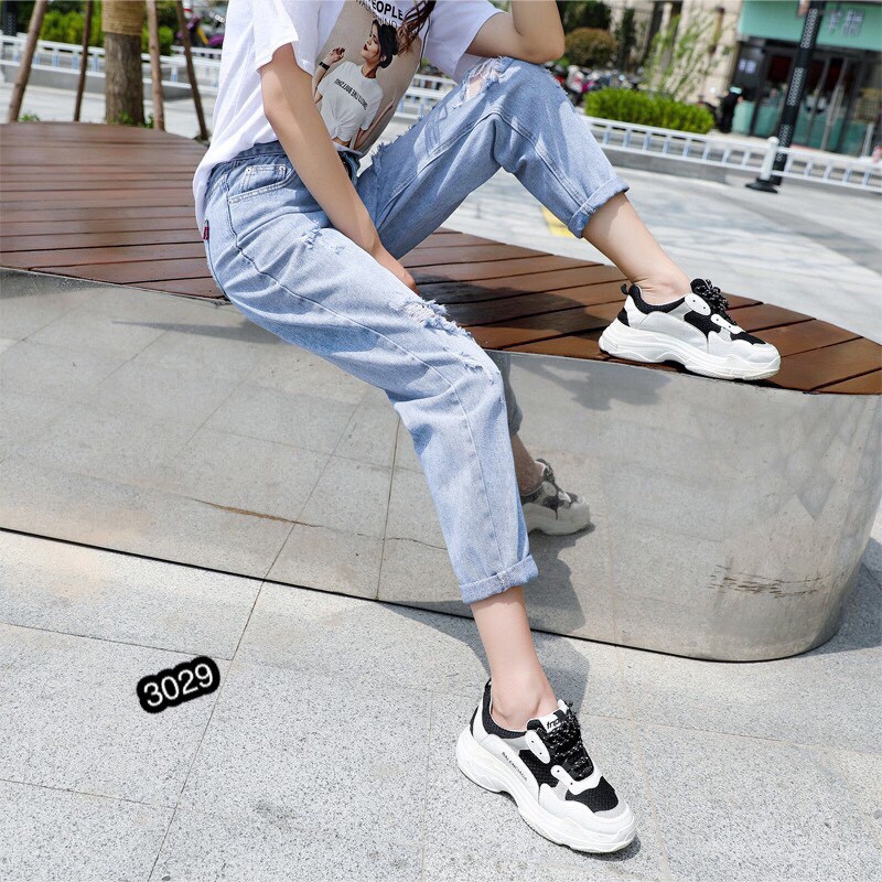 [FREESHIP 99K TOÀN QUỐC] Quần Baggy Jeans Nữ Phối Rách Cao Cấp OHS3029