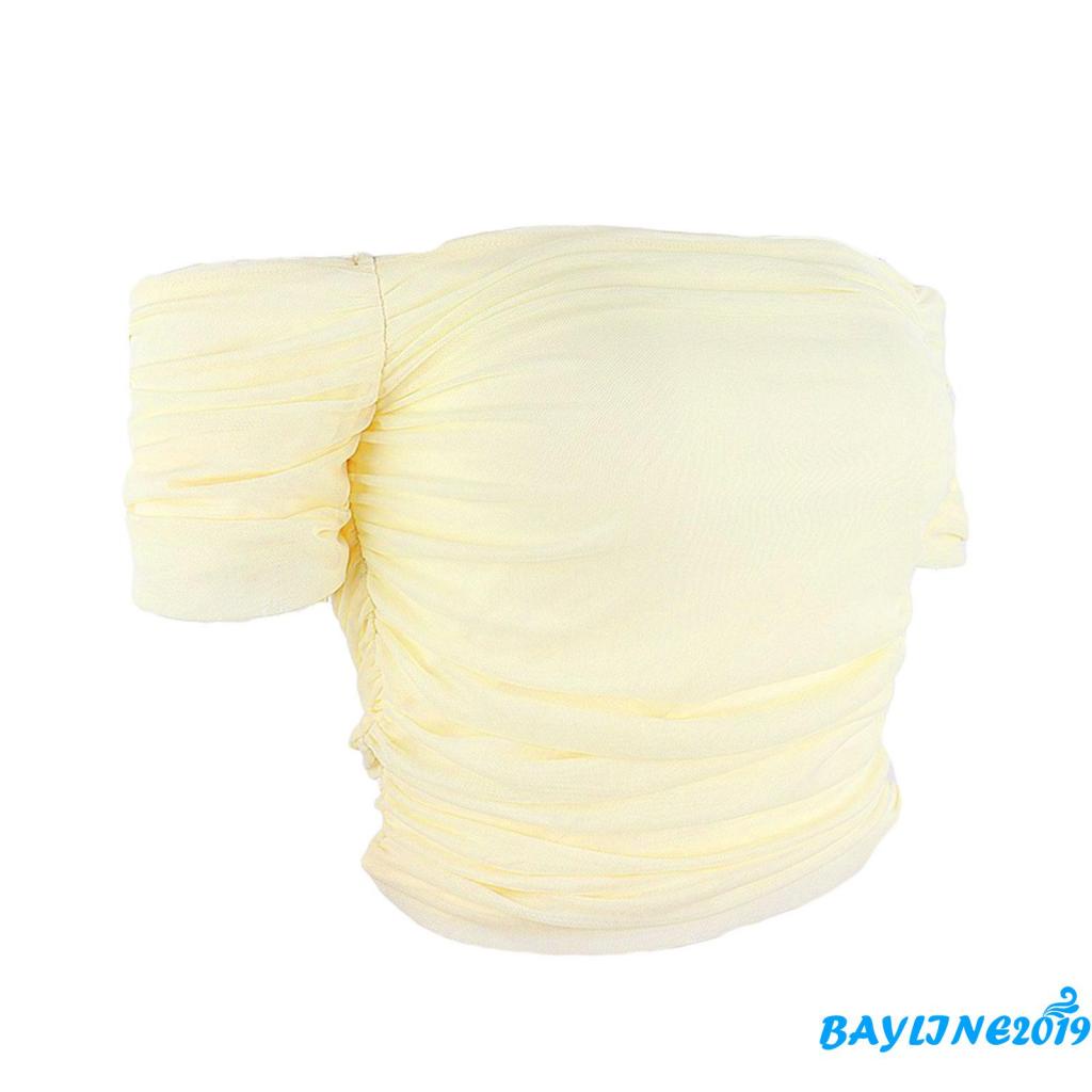 Áo Croptop Trễ Vai Tay Ngắn Màu Trơn Thời Trang Mùa Hè Cho Nữ