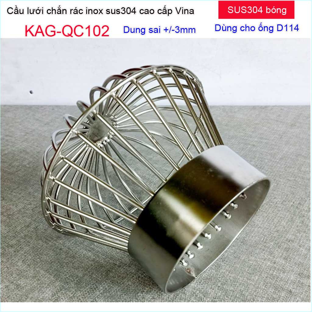 Cầu lưới Inox 304 dày chắn rác sân thượng KAG-QC102-D114-140, cầu chặn rác thoát nước mưa thoát nhanh sử dụng tốt