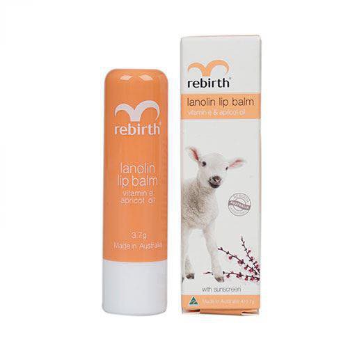 Chống Nắng Nhau Thai Cừu Và Vitamin E Rebirth Lanolin Lip Balm Vitamin E & Apri