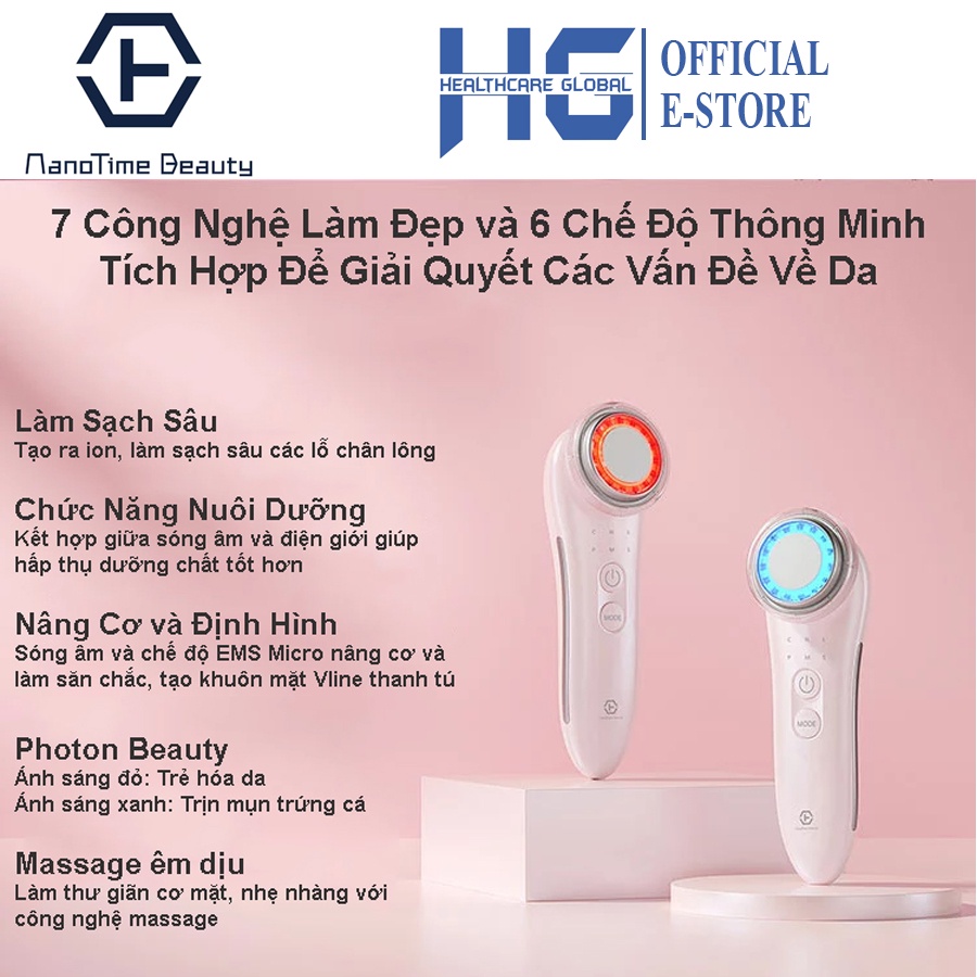 Máy Điện Di , Đẩy Tinh Chất ION 6 in 1 NanoTime F65U | Nâng Cơ EMS Và Ánh Sáng Photon Trẻ Hóa Da - Bảo Hành 24 Tháng